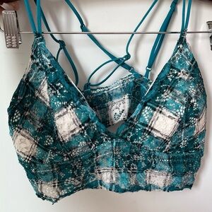Rue21 Blue and White Lace Bra with Strappy Back